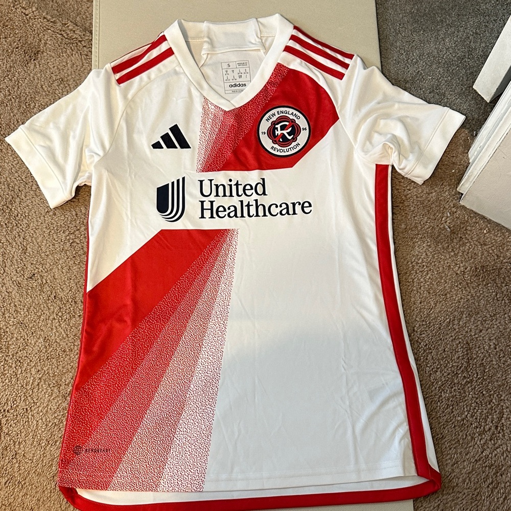 New England Revolution Adidas White and Red Soccer Jersey
